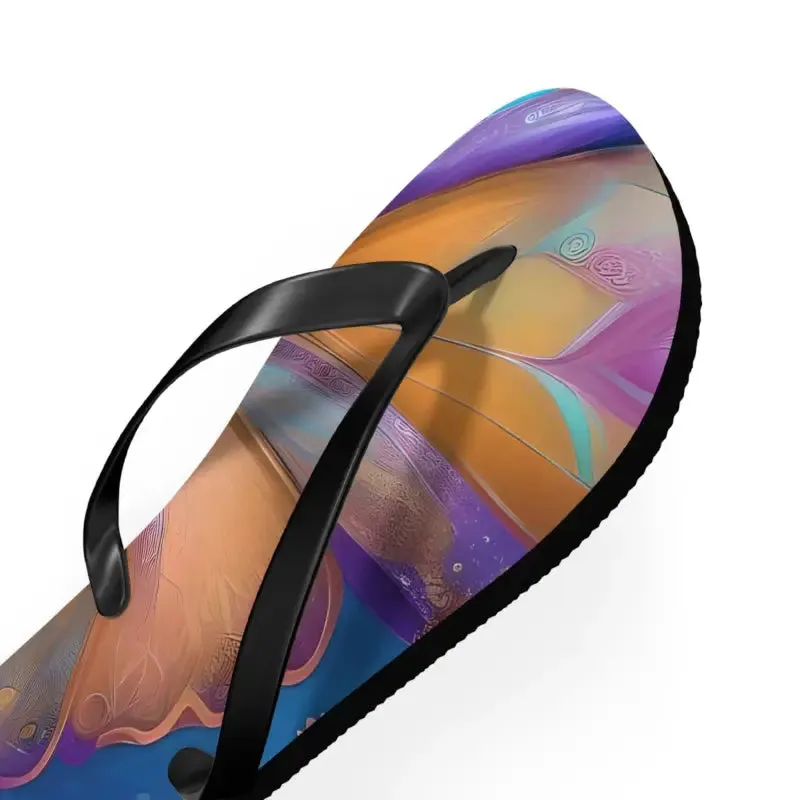Vibrant Butterfly Unisex Flip Flops with Rubber Sole
