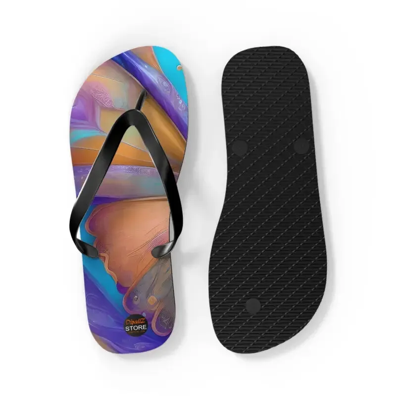 Vibrant Butterfly Unisex Flip Flops with Rubber Sole