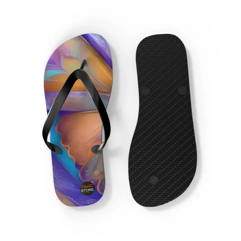 Vibrant Butterfly Unisex Flip Flops with Rubber Sole