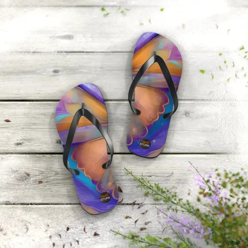 Vibrant Butterfly Unisex Flip Flops with Rubber Sole