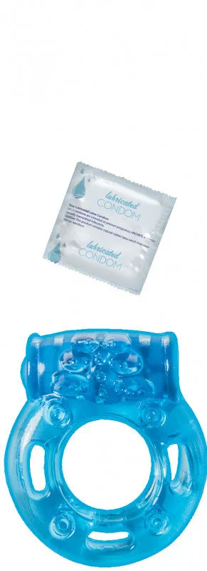 Vibrating Ring Blue Clitoral Pleasure Ring - Blue
