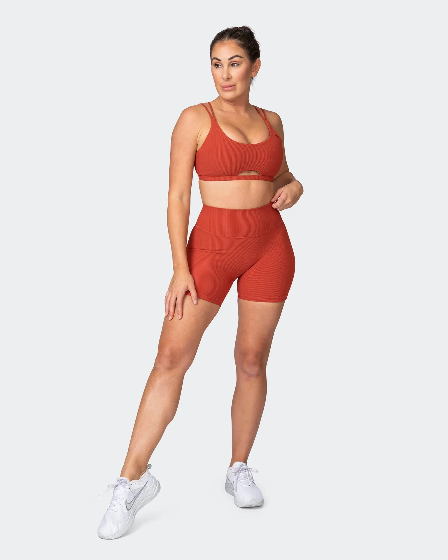 Zero Rise Rib Midway Shorts - Burnt Orange